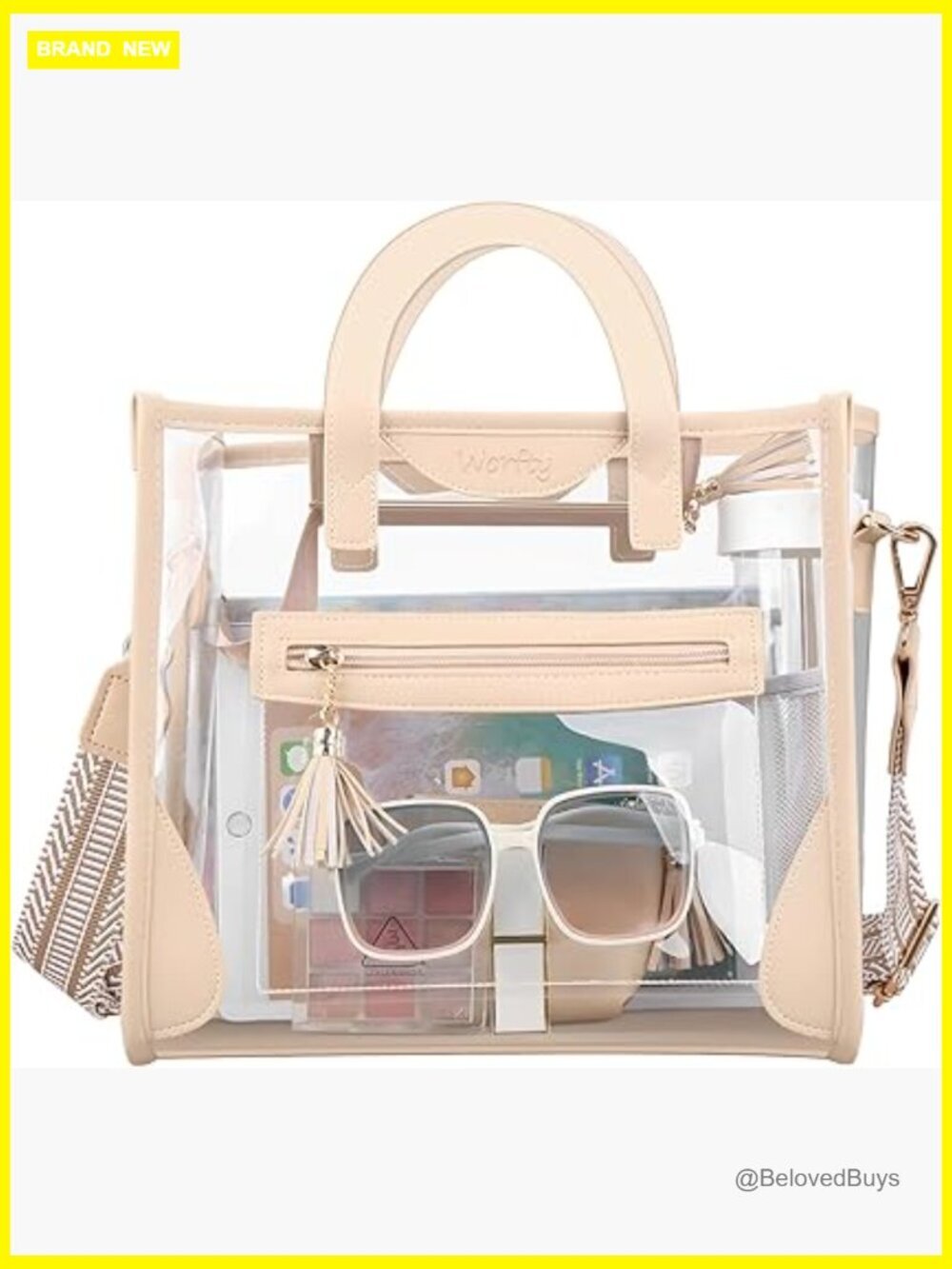 Clear Tote Bag Stadium Approved Crossbody Purse with Inner Pouch